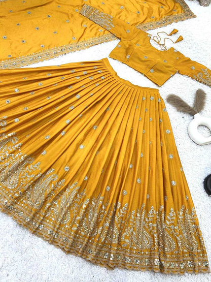 Chinon Silk Lehenga For Haldi