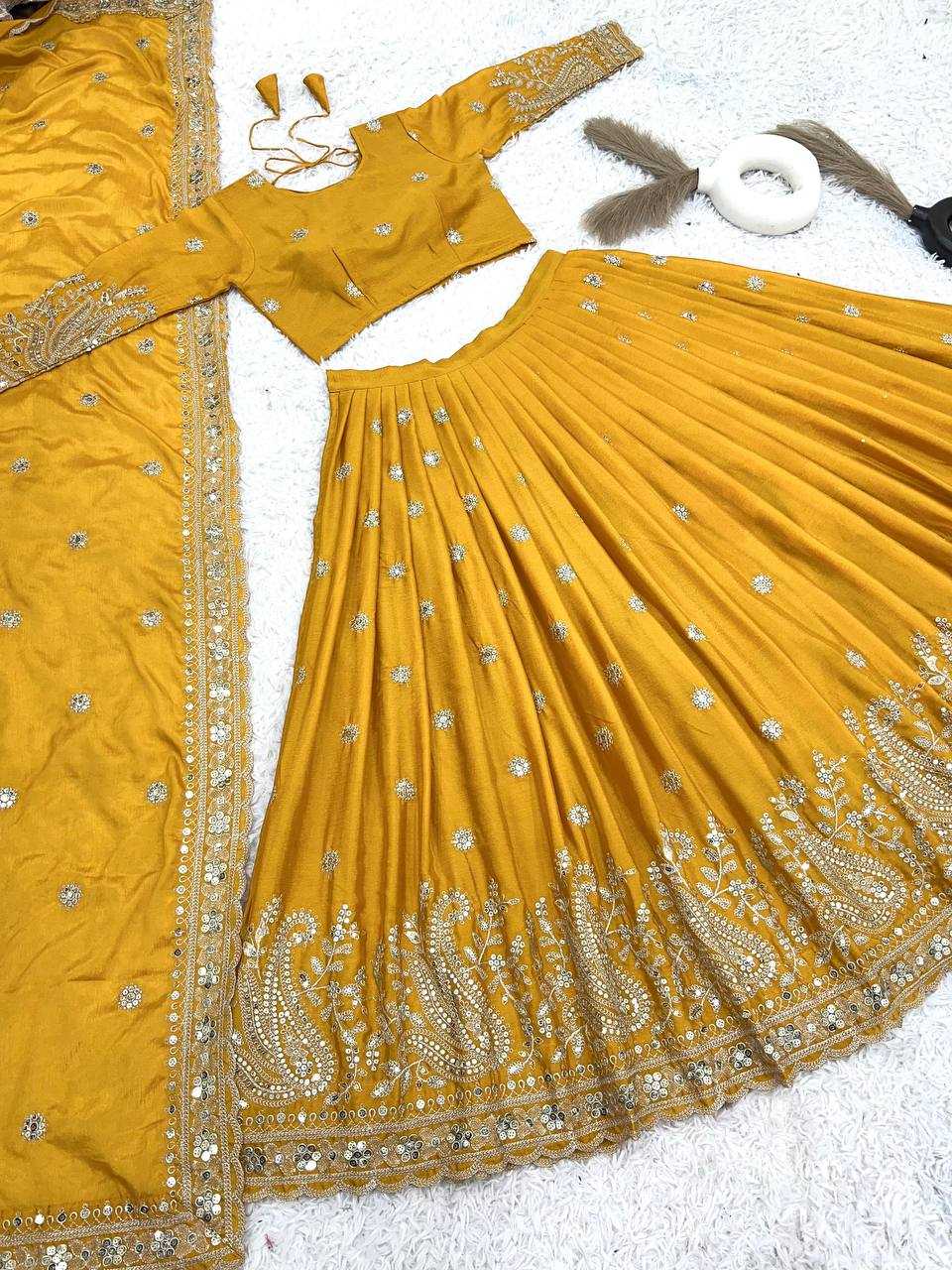 Chinon Silk Lehenga For Haldi