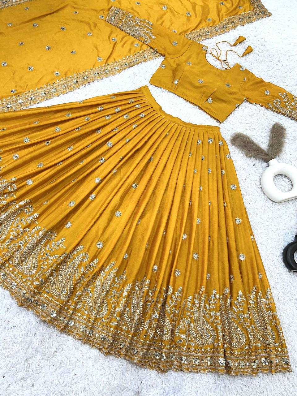 Chinon Silk Lehenga For Haldi