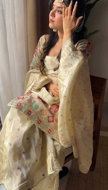 Chinon Silk  Sharara Salwar