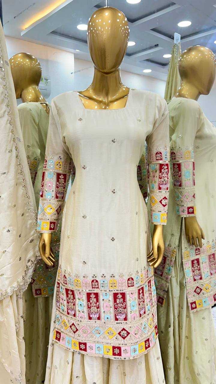 Chinon Silk  Sharara Salwar