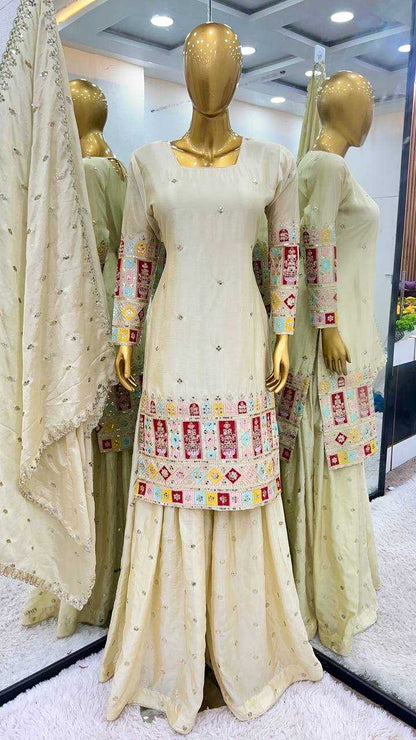 Chinon Silk  Sharara Salwar