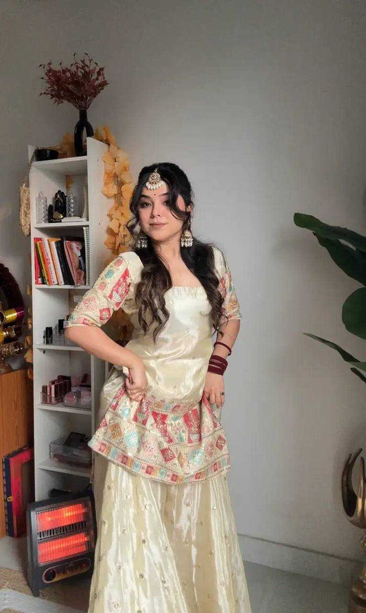Chinon Silk  Sharara Salwar