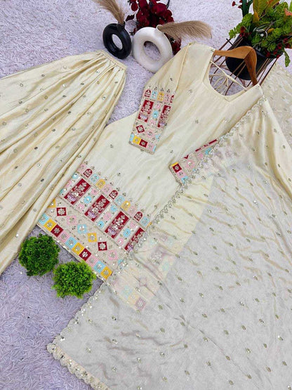 Chinon Silk  Sharara Salwar