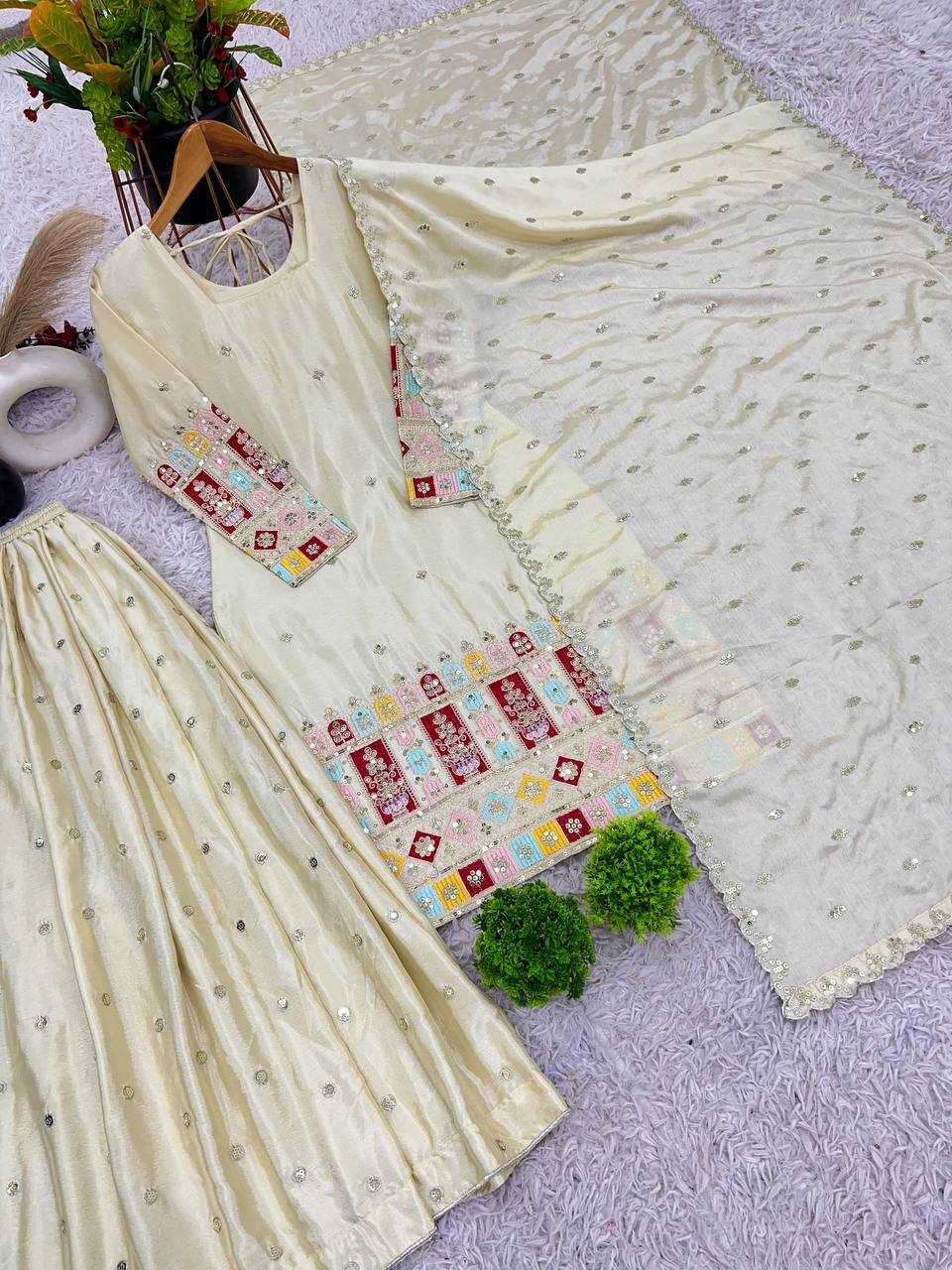 Chinon Silk  Sharara Salwar