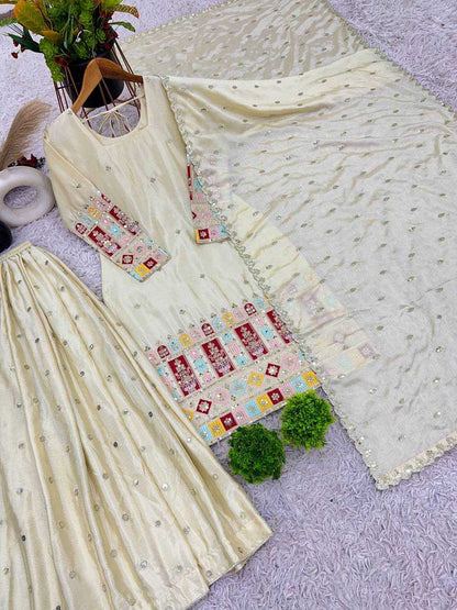 Chinon Silk  Sharara Salwar
