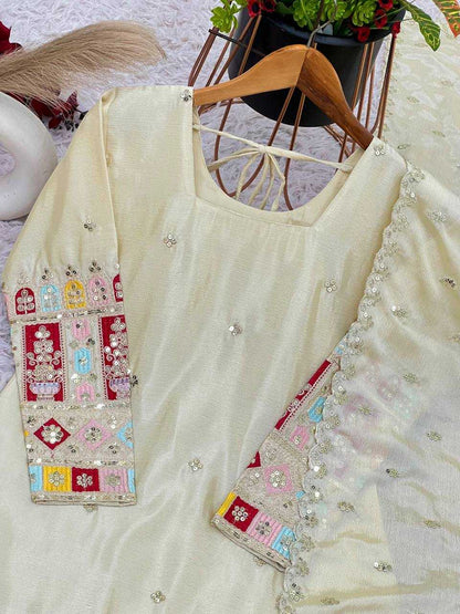 Chinon Silk  Sharara Salwar