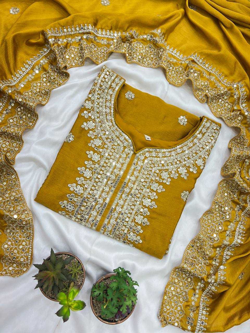 Chinon Silk Embroidery Sharara Salwar Suit