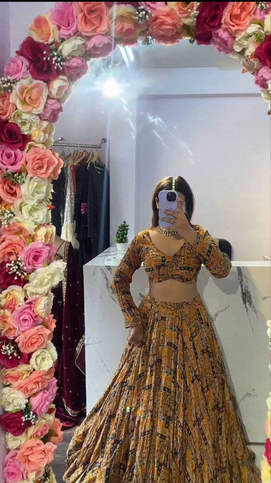 Chinon Silk Printed Lehenga
