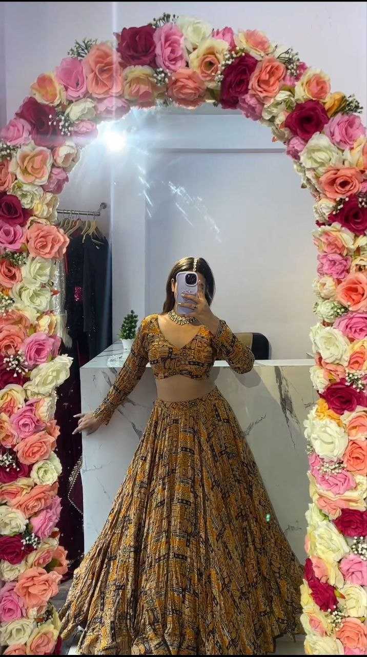Chinon Silk Printed Lehenga