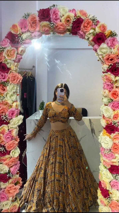 Chinon Silk Printed Lehenga