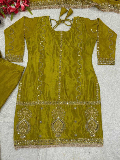 Chinon Silk  Sharara Salwar Suit