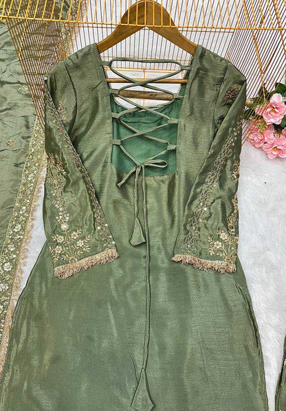Chinon Silk  Sharara Salwar Suit
