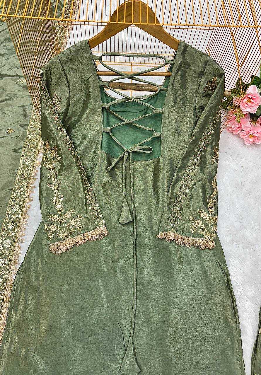 Chinon Silk  Sharara Salwar Suit