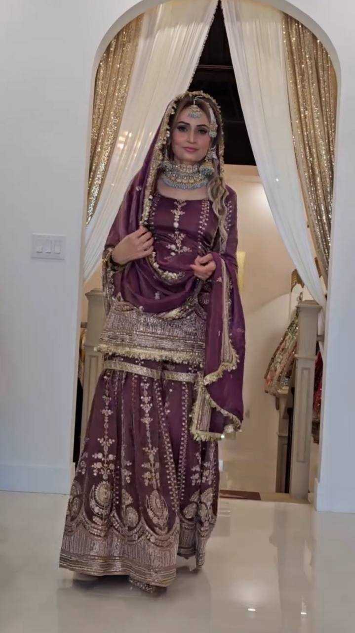 Chinon Silk  Sharara Salwar Suit