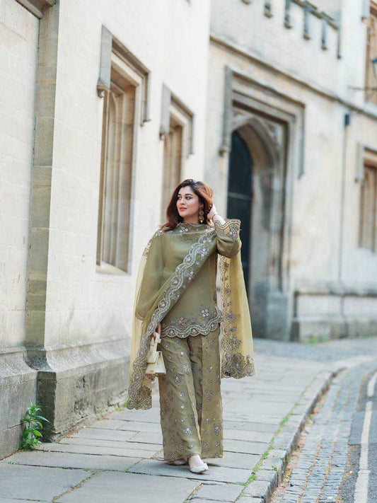 Crepe  Embroidery Sharara Designer Salwar Suit