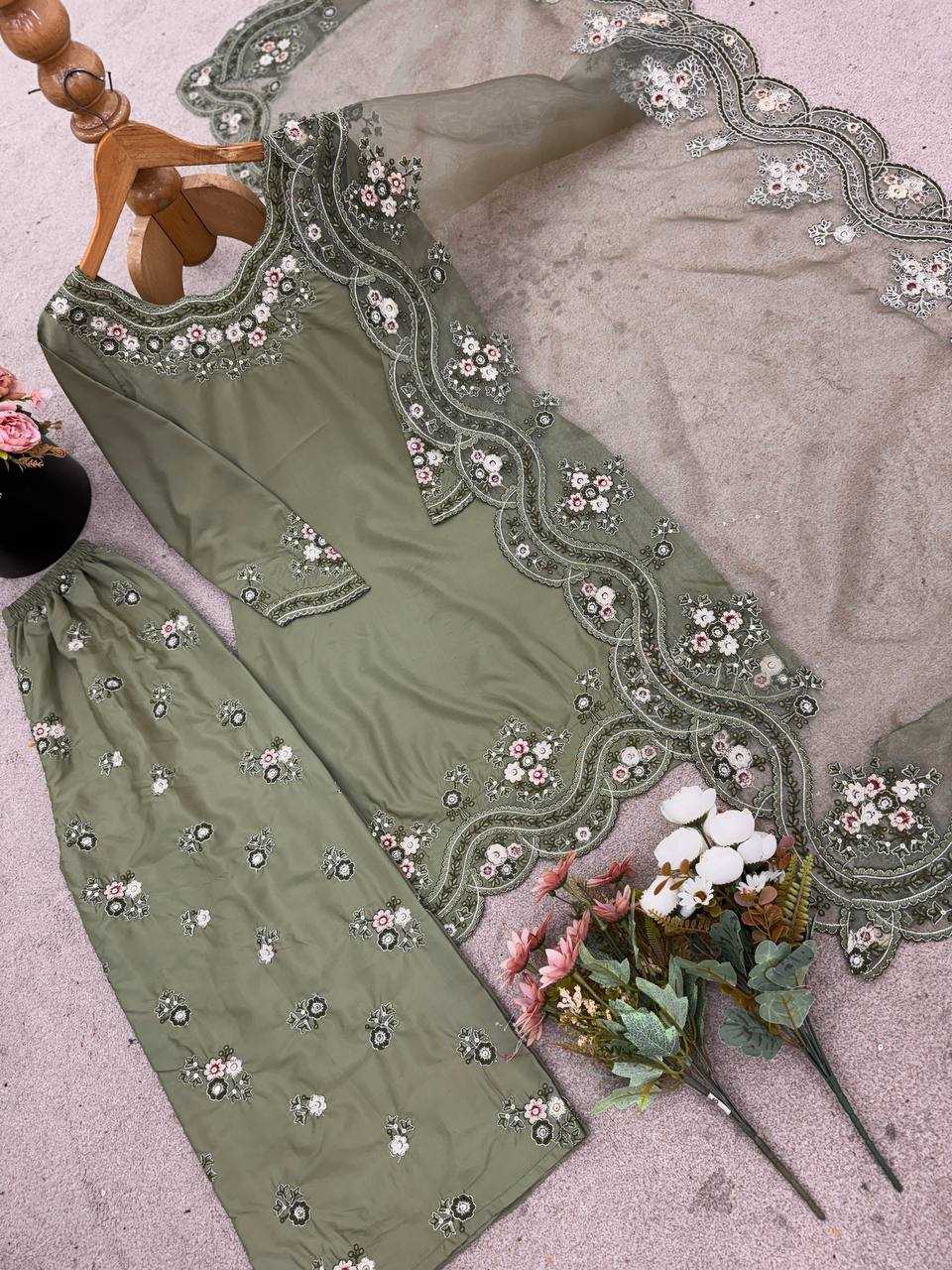 Crepe  Embroidery Sharara Designer Salwar Suit