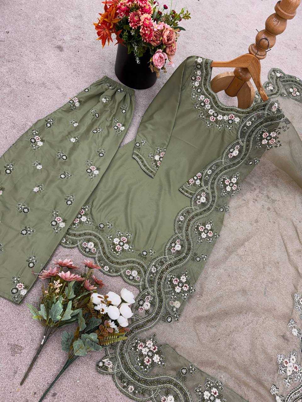 Crepe  Embroidery Sharara Designer Salwar Suit