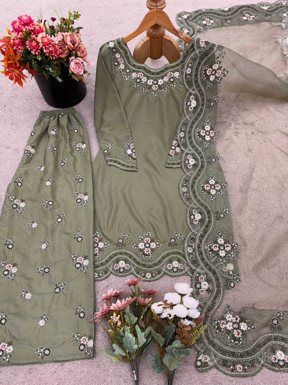 Crepe  Embroidery Sharara Designer Salwar Suit