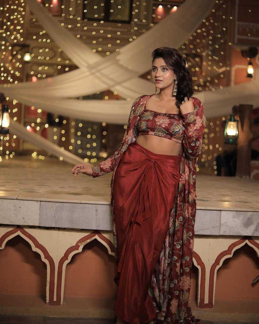 Crepe Silk  Indo Western Dresses Party wear Designer Suit