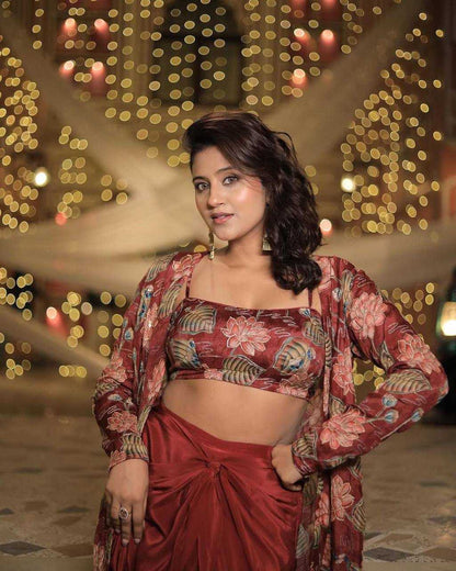 Crepe Silk  Indo Western Dresses Party wear Designer Suit
