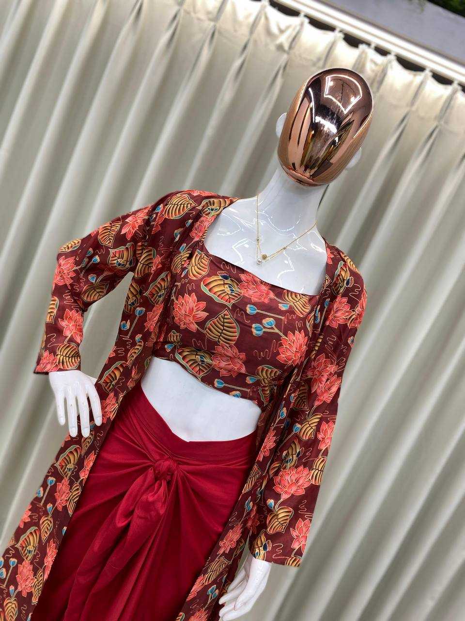 Crepe Silk  Indo Western Dresses Party wear Designer Suit