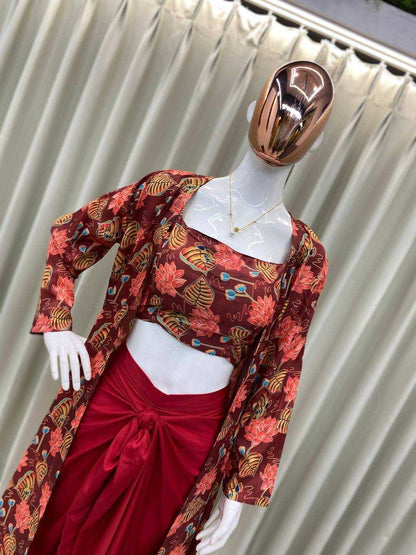 Crepe Silk  Indo Western Dresses Party wear Designer Suit