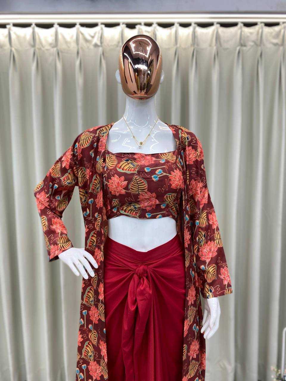 Crepe Silk  Indo Western Dresses Party wear Designer Suit