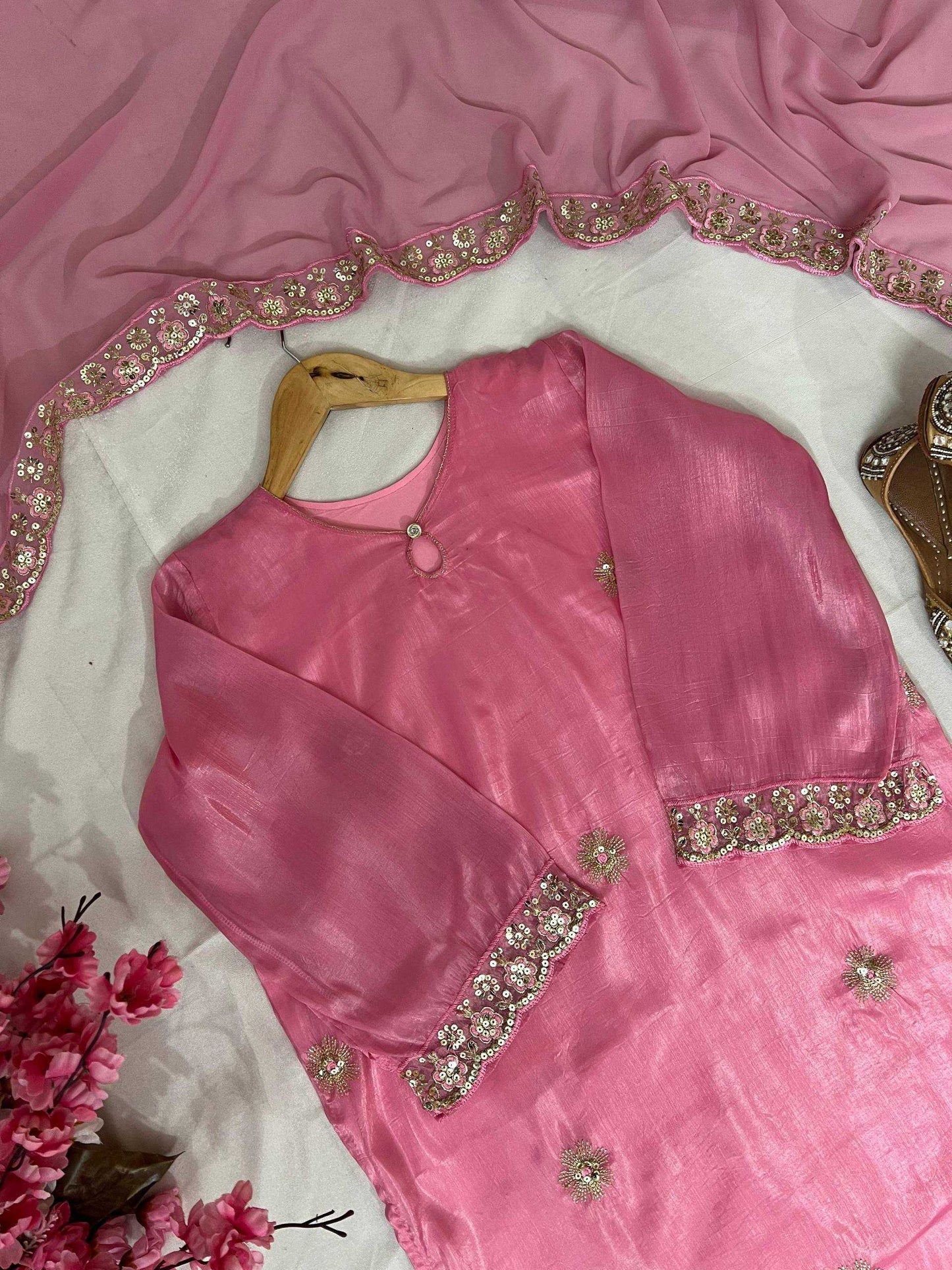 Crush Silk  Party wear  Sharara Salwar Suits