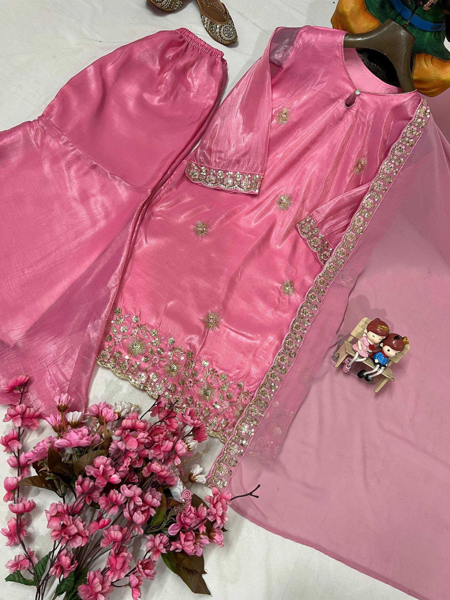 Crush Silk  Party wear  Sharara Salwar Suits