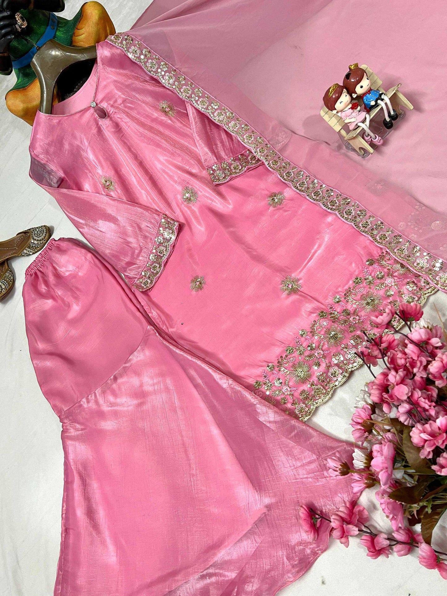 Crush Silk  Party wear  Sharara Salwar Suits