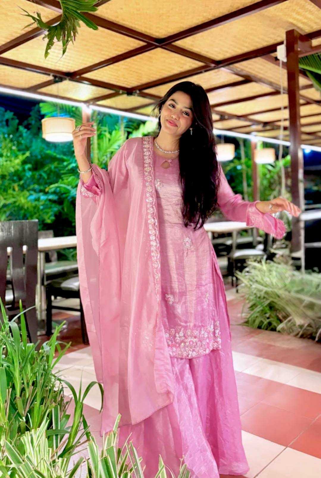 Crush Silk  Party wear  Sharara Salwar Suits