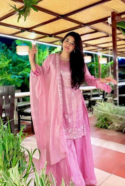 Crush Silk  Party wear  Sharara Salwar Suits