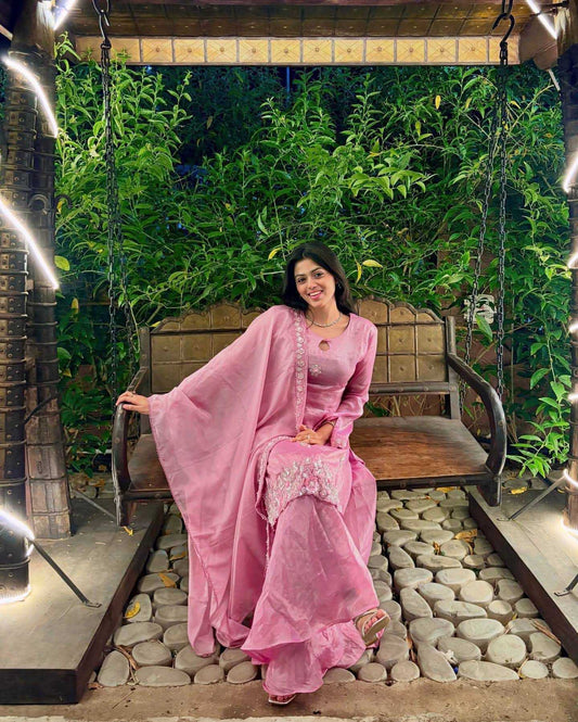 Crush Silk  Party wear  Sharara Salwar Suits