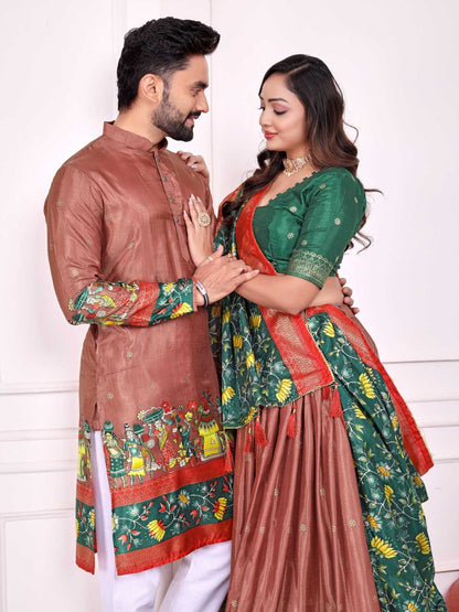 Dola Silk  Couple Wear  Matching Ethnic Outfit