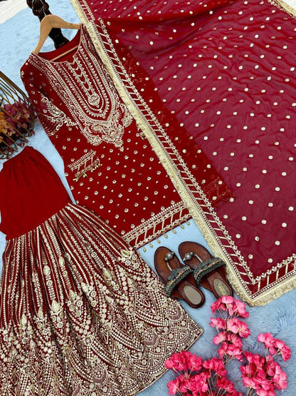 Faux Georgette  Embroidery Sharara Salwar Suit Wedding guest Dress Collection