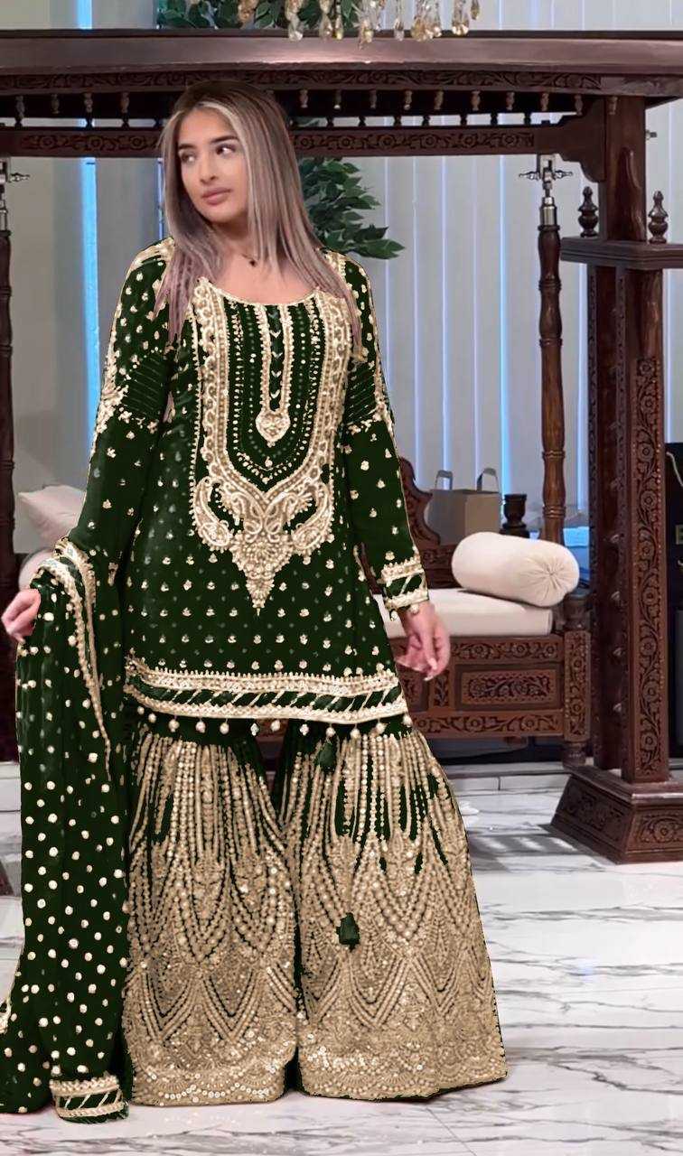 Faux Georgette  Embroidery Sharara Salwar Suit Wedding guest Dress Collection