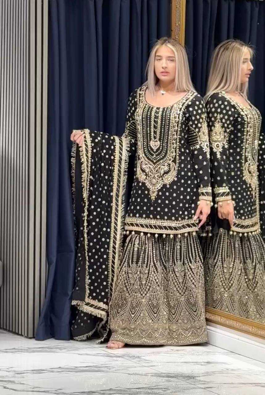 Faux Georgette  Embroidery Sharara Salwar Suit Wedding guest Dress Collection
