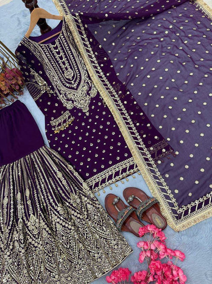 Faux Georgette  Embroidery Sharara Salwar Suit Wedding guest Dress Collection