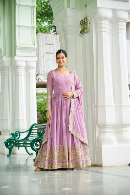 Faux Georgette Embroidery Anarkali  Fancy Gowns