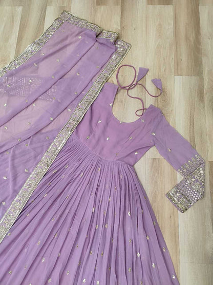 Faux Georgette Embroidery Anarkali  Fancy Gowns