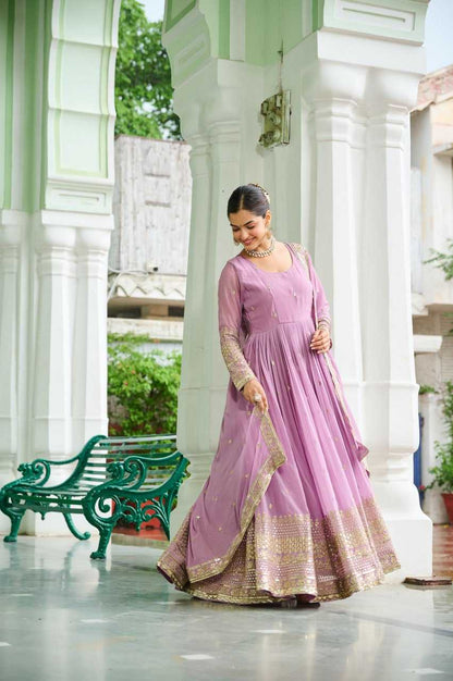 Faux Georgette Embroidery Anarkali  Fancy Gowns