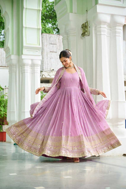 Faux Georgette Embroidery Anarkali  Fancy Gowns