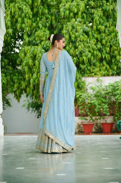 Faux Georgette Embroidery Anarkali  Fancy Gowns