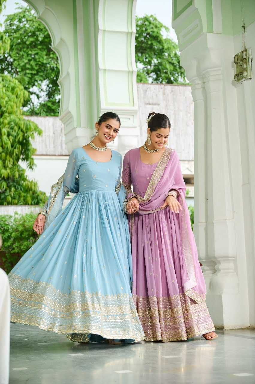 Faux Georgette Embroidery Anarkali  Fancy Gowns