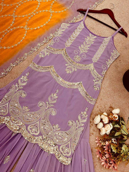 Faux Georgette  Embroidery  Sharara Salwar Suit