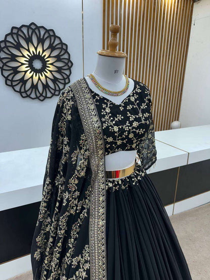 Haldi Outfits  - Faux Georgette Lehenga