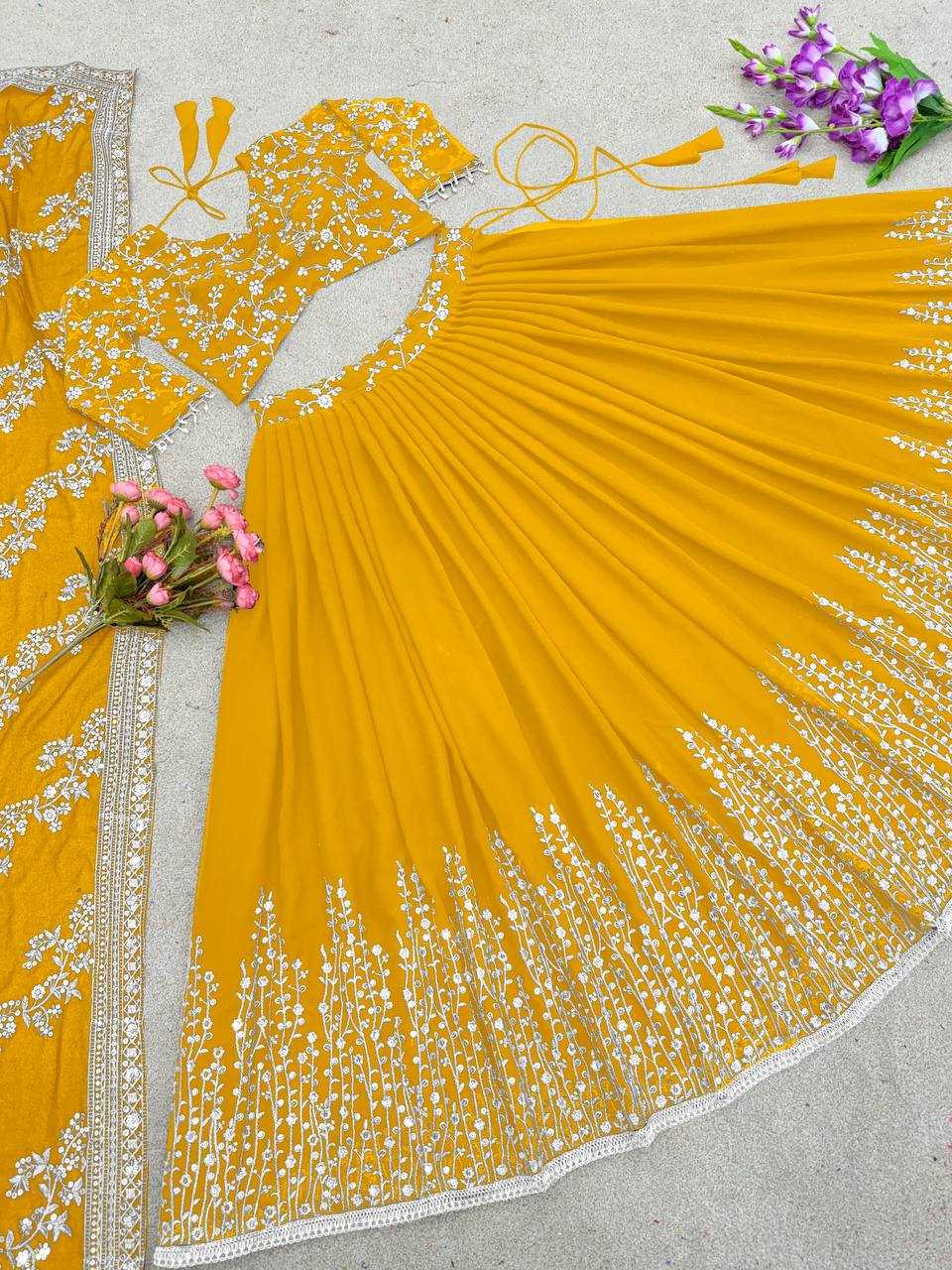 Haldi Outfits  - Faux Georgette Lehenga