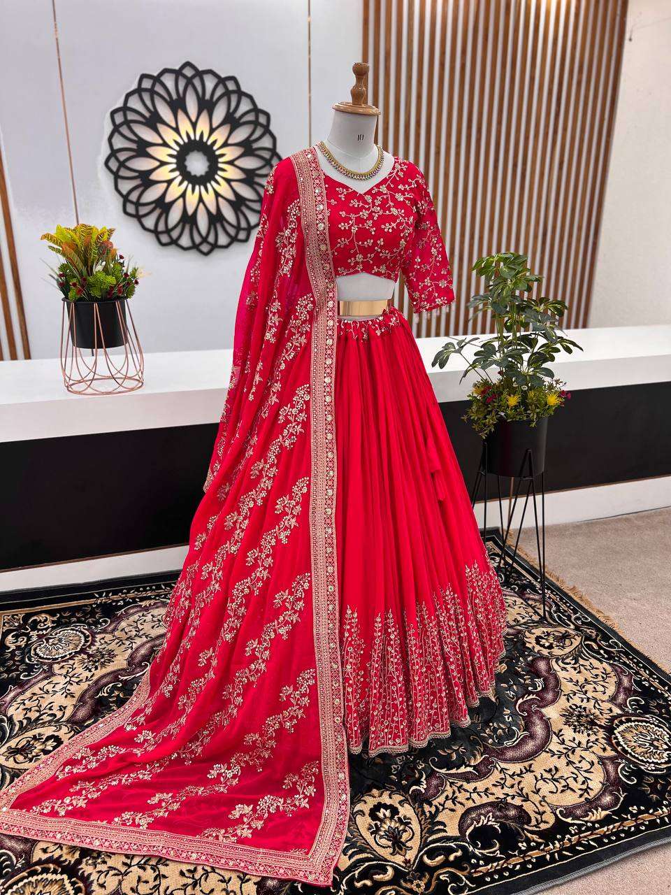 Haldi Outfits  - Faux Georgette Lehenga