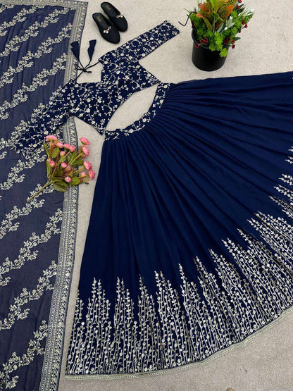 Haldi Outfits  - Faux Georgette Lehenga